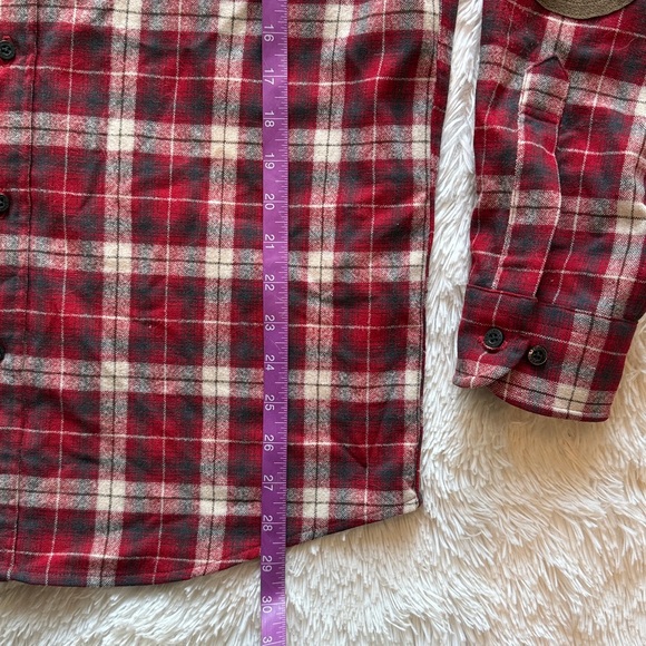 Pendleton Wool Trail Plaid Shirt Men's medium Flannel Button Up Elbow Patches - Picture 6 of 10